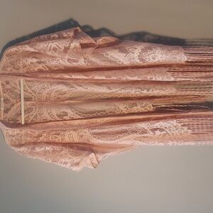 Cover up, lite pink with fringe, medium loose fit, emerette